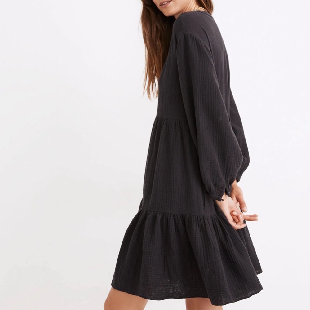 Madewell dark gray Long Sleeve Lightspun Dress - Picture 4 of 7